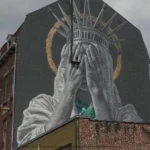 France: fresque de la Statue de la Liberté critiquant la politique migratoire de Trump